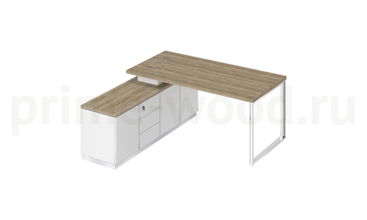 Стол руководителя на опорной тумбе левый Bravo 180x180x75 - фото 1