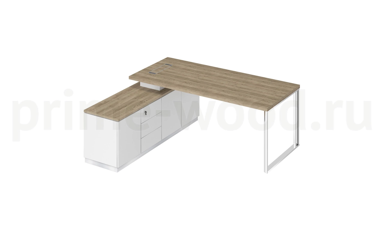 Стол руководителя на опорной тумбе левый Bravo 200x180x75 - фото 1